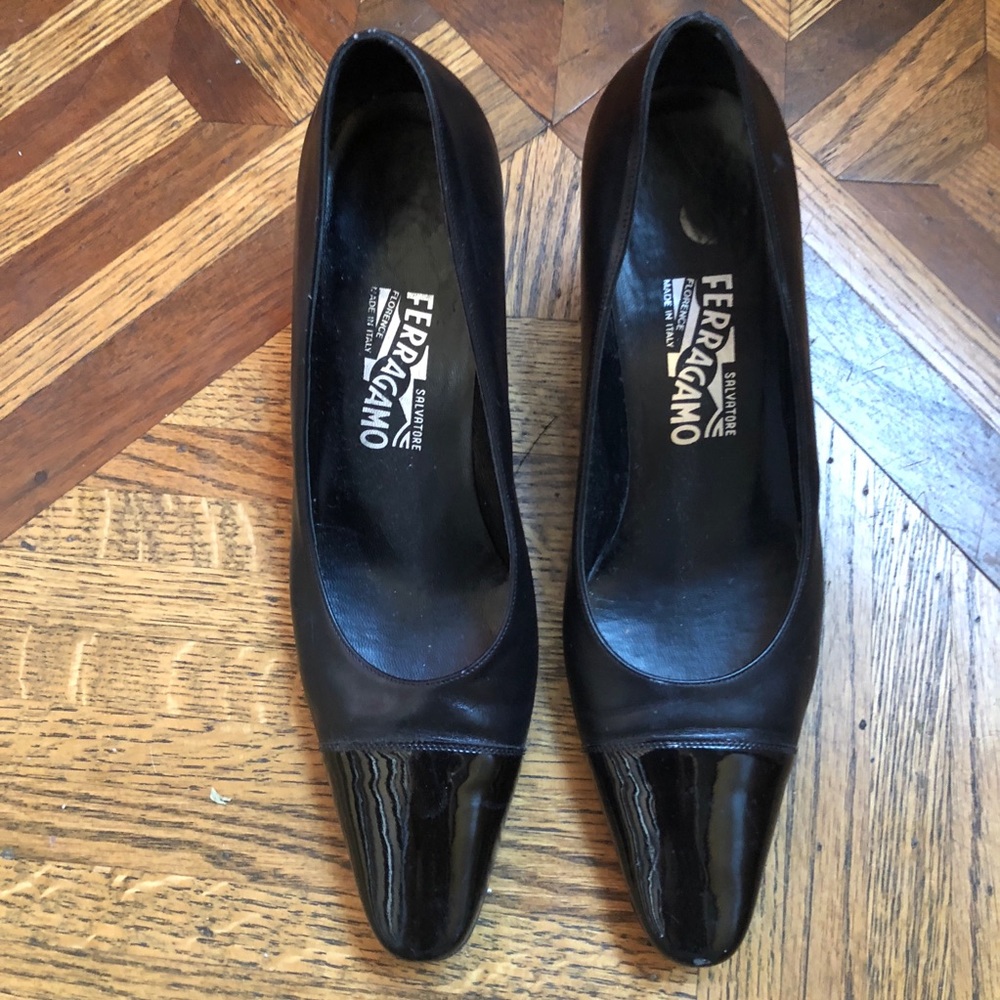 VTG Salvatore Ferragamo Black Kitten Heels SZ 8